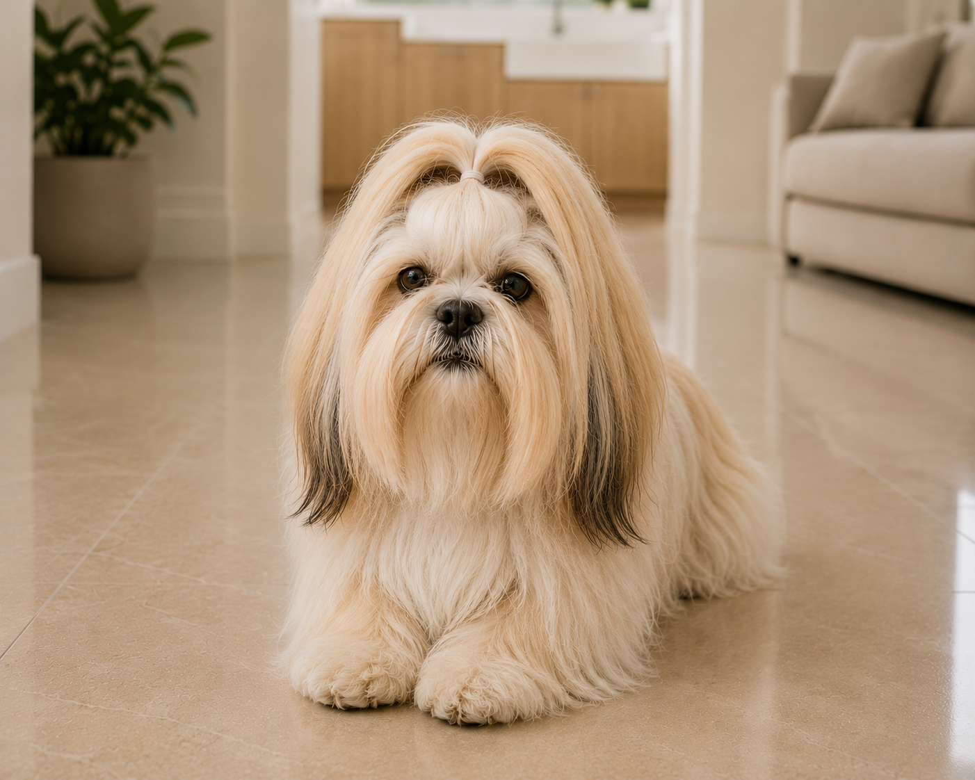 Long-haired dog with clean, dry fur after using Vida Mansa